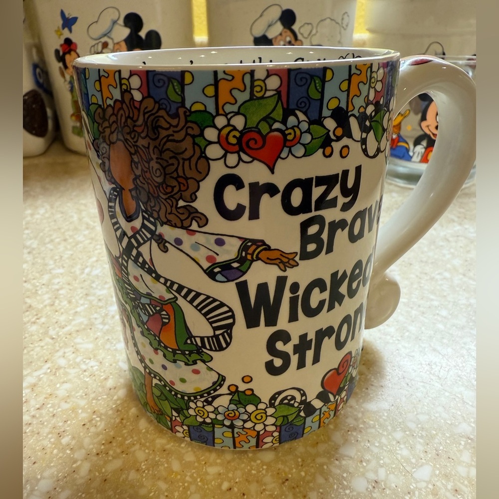 Suzy Toronto Inspirational Floral Mug Crazy Brave Wicked Strong Drinking Cup New